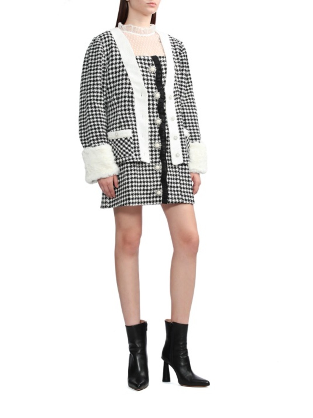 Sister Jane Patterned Tweed Cardigan Jacket Size XS